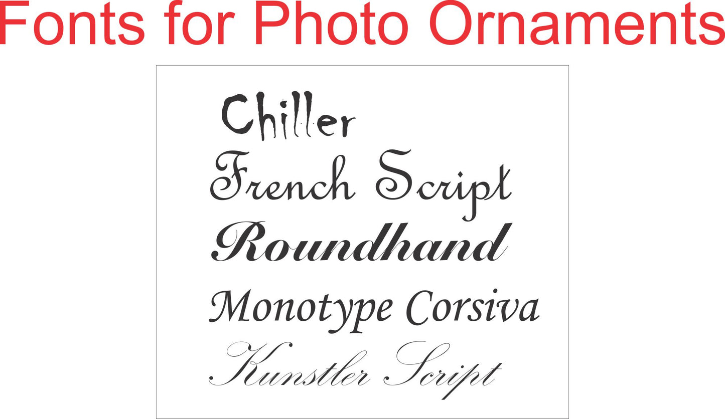 Font choices for engraving, 5 choices