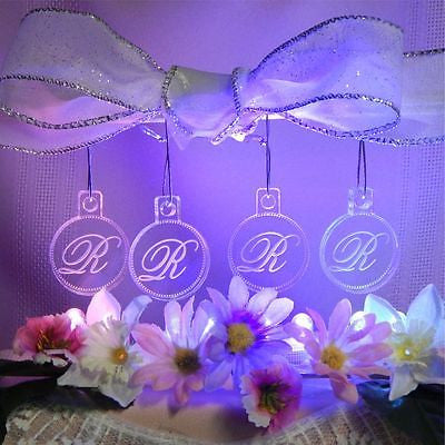 Miniature Single Monogram Christmas Ornaments Personalized Acrylic Set 4