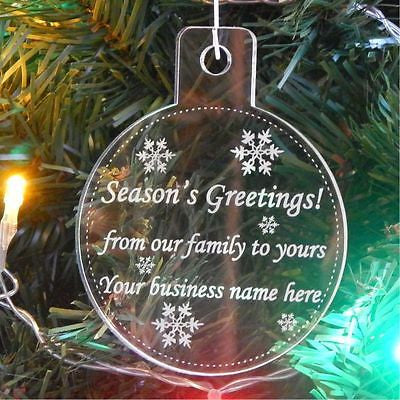 acrylic round ornament with Season's Greetings and other wording