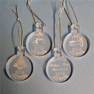Miniature Baby's First Christmas Ornaments with Year Acrylic Set of 4