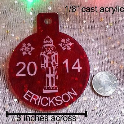 Personalized NUTCRACKER Christmas Ornament Custom Name Engraved Acrylic laser engraved