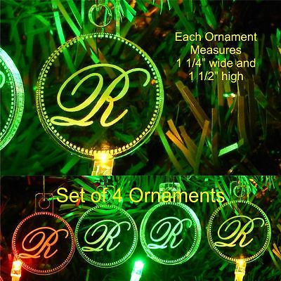 Miniature Single Monogram Christmas Ornaments Personalized Acrylic Set 4