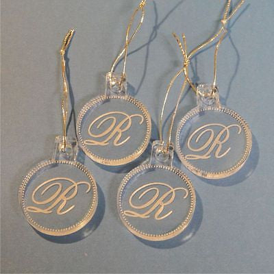 Miniature Single Monogram Christmas Ornaments Personalized Acrylic Set 4