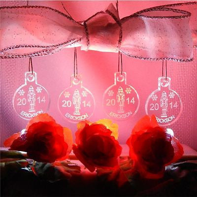 Miniature Nutcracker Christmas Ornaments Name/Yr Personalized Acrylic Set 4