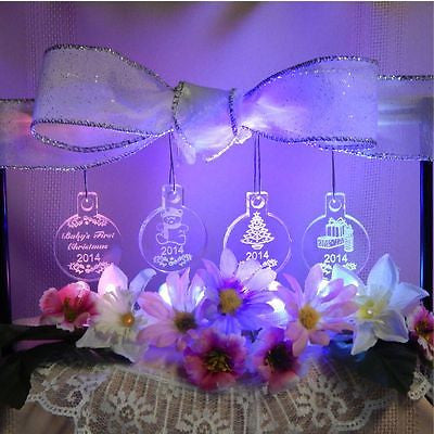 Miniature Baby's First Christmas Ornaments with Year Acrylic Set of 4
