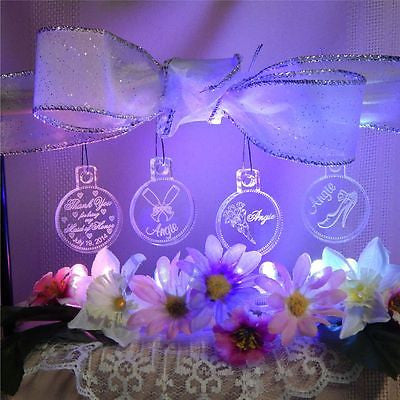 Miniature Maid of Honor Ornaments w Name/Date Acrylic Favors Set 4